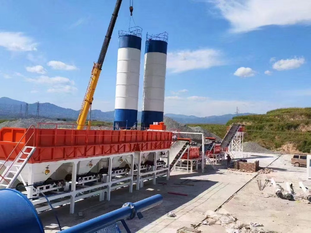Zhubang Machinery is at the HZS50 concrete mixing plant site in Kyrgyzstan